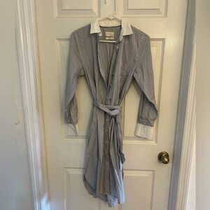 J. Crew Navy and White Striped Shirt Dress